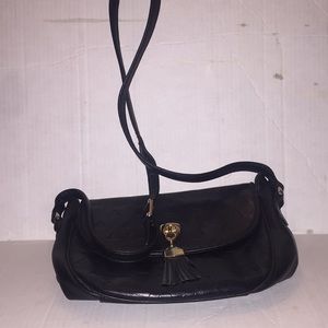 Black leather shoulder or crossbody bag